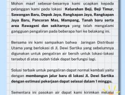 Pelanggan Dihimbau Hubungi Asasta Terkait Air Bersih