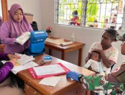 Satgas Yonif 131/Brajasakti Berikan Layanan Kesehatan Gratis Bagi Warga Distrik Muara Tami